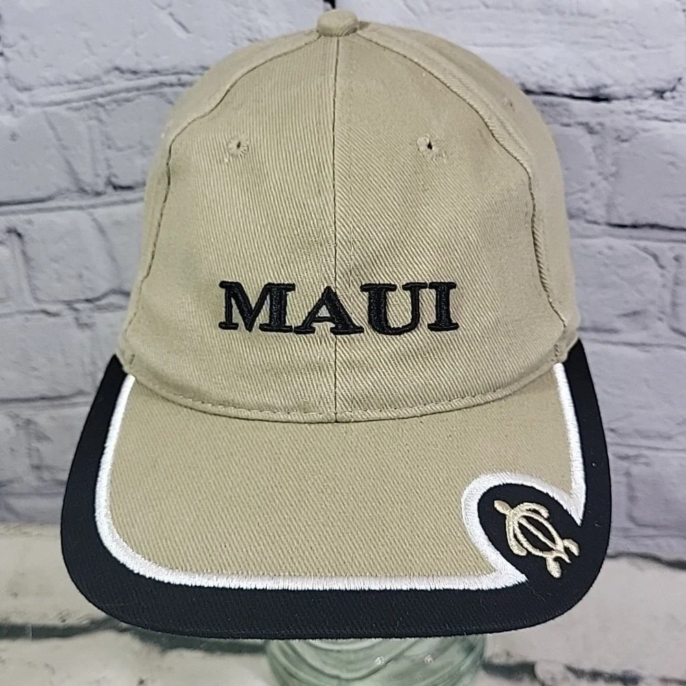 Surfware Maui‎ Hawaii Hat Beige OSFA Strapback Turtle Logo Travel Souvenir Cap